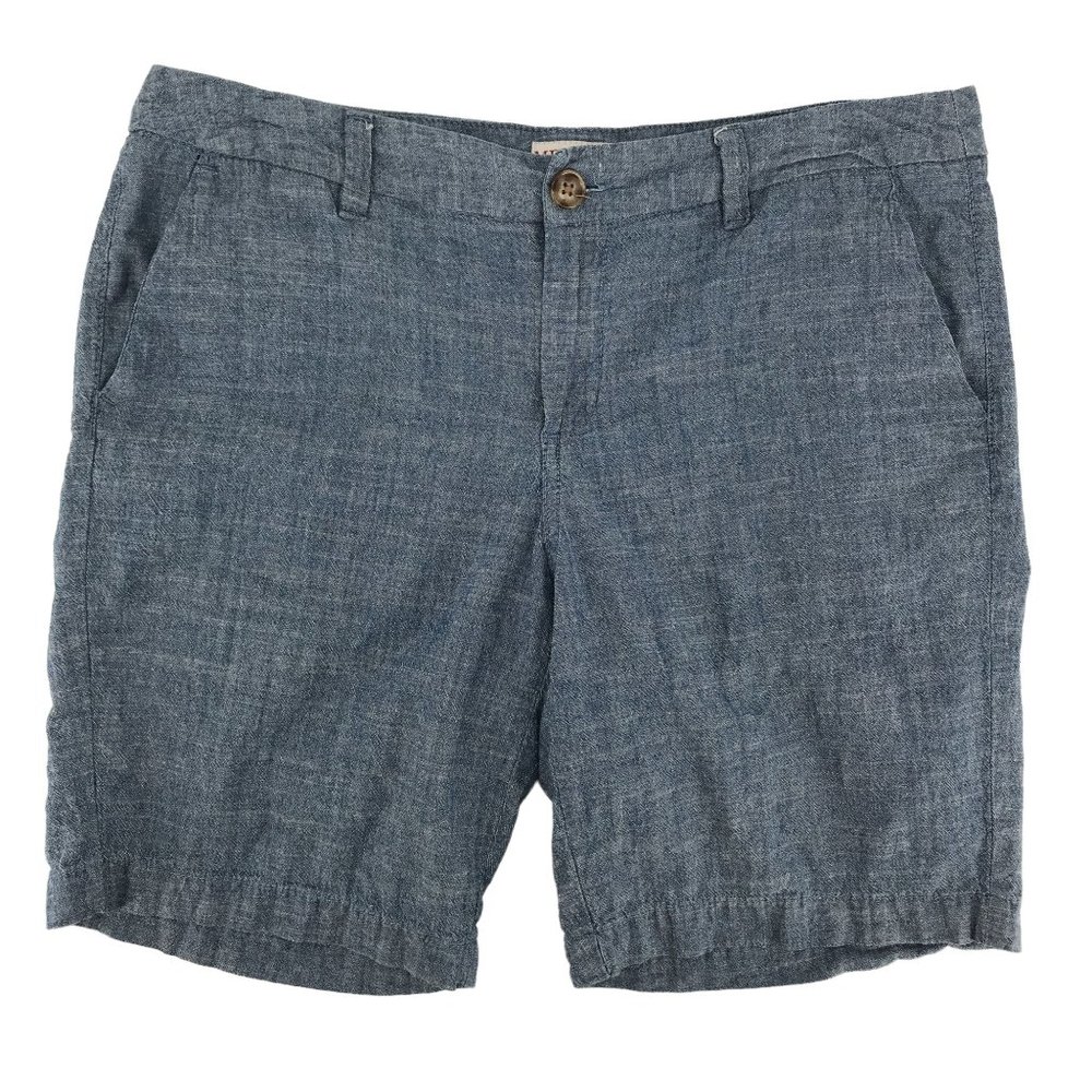 Merona Womens 100% Cotton Blue Chambray Trouser Shorts Size 8